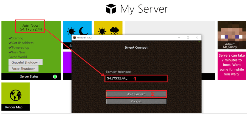 one block minecraft server code