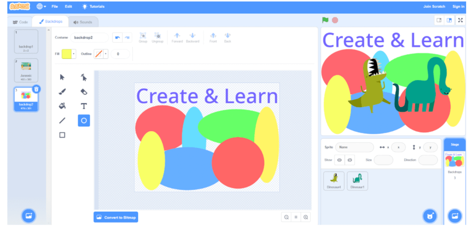 Make your own backdrop in Scratch coding for kids