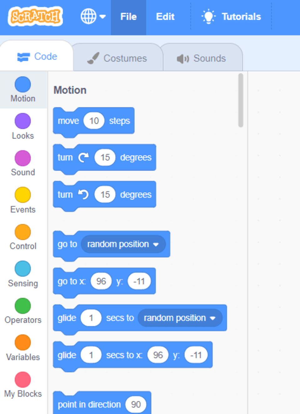 My blocks, Getting started with Scratch, Scratch