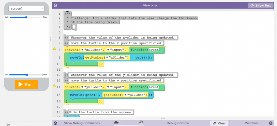 Code.org slider sketch game