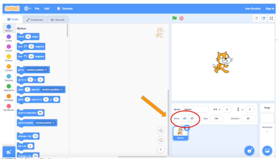 How to hide your sprite in Scratch coding