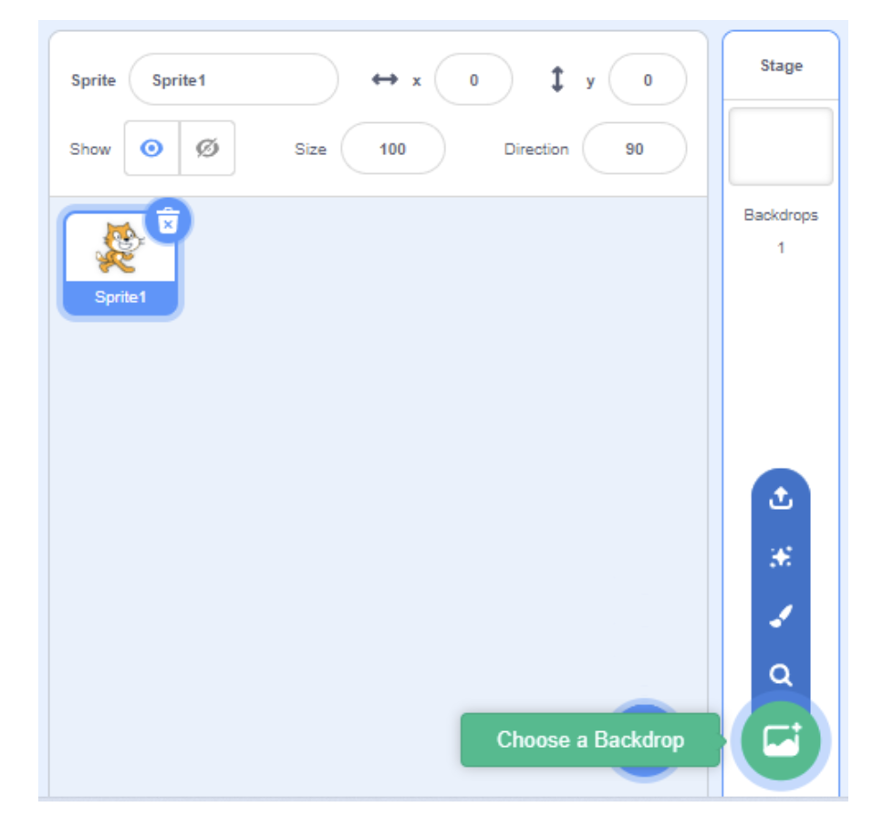 Pick a backdrop in Scratch