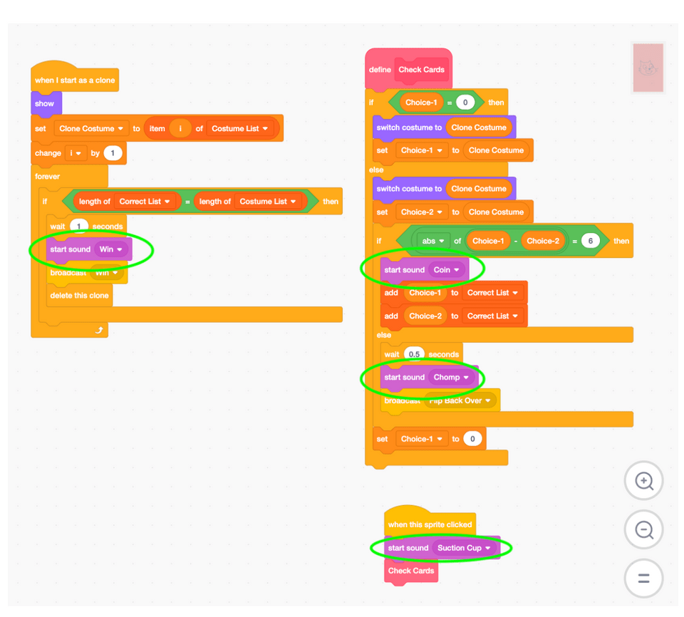 Add sound to scratch coding game