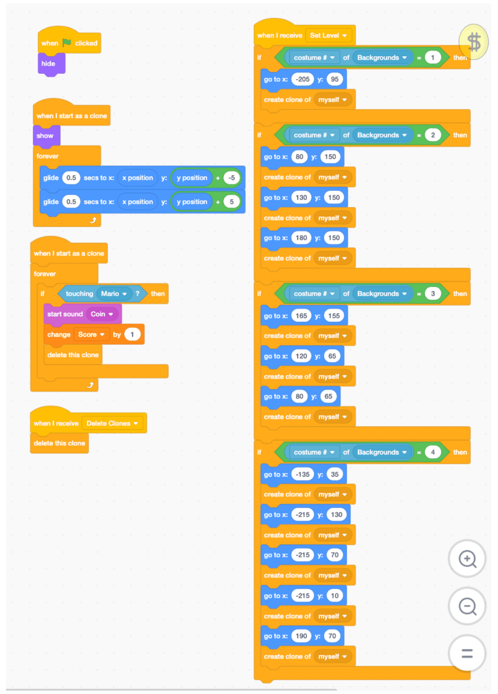 Floating coins code