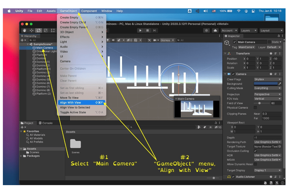 Domino chain in Unity