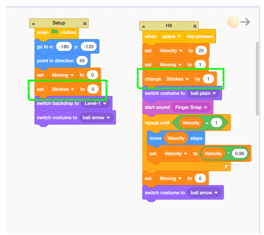 Scratch coding to add score