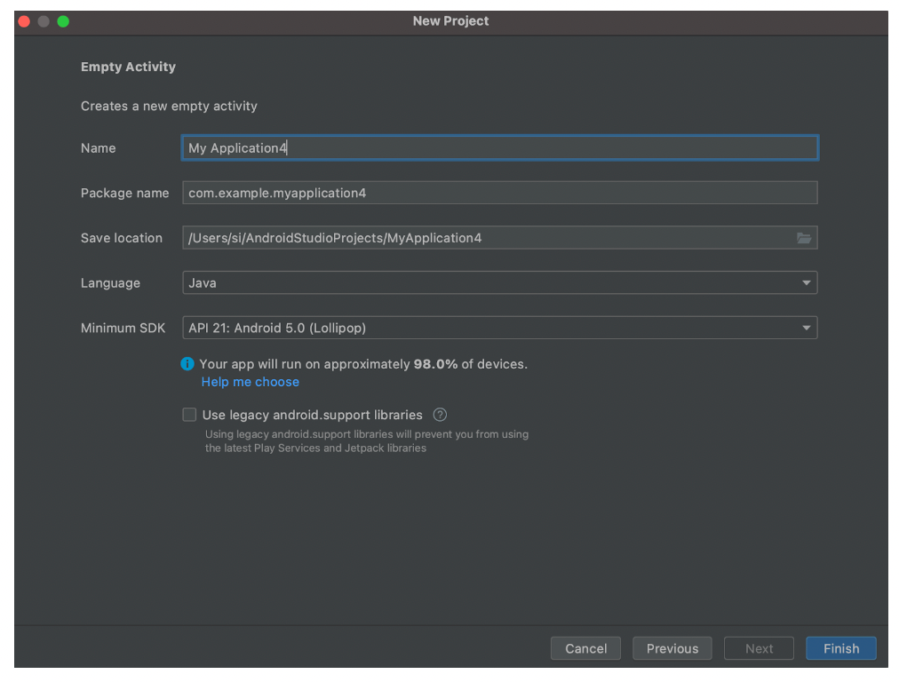 Adjust project settings