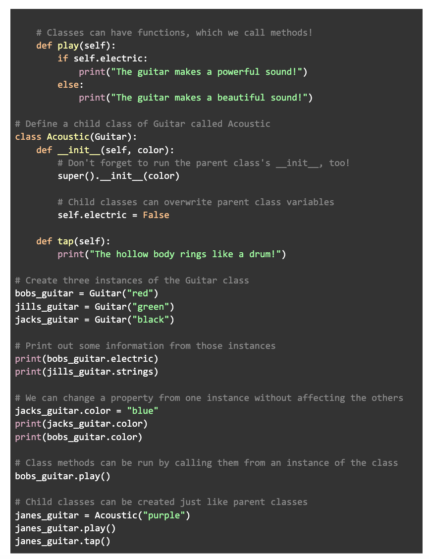 Complete code for object oriented programming example