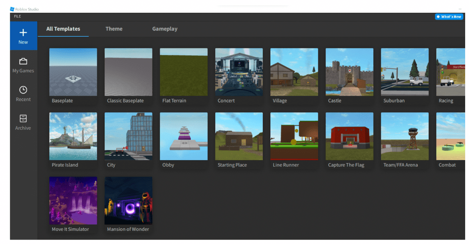 Pick a new place template in Roblox Studio