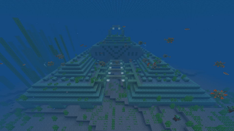 Ocean monument structure in Minecraft