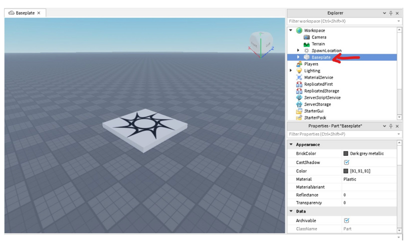 Delete the Baseplate in Roblox Studio