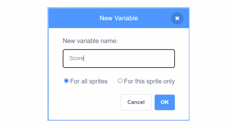 Make a variable in Scratch coding