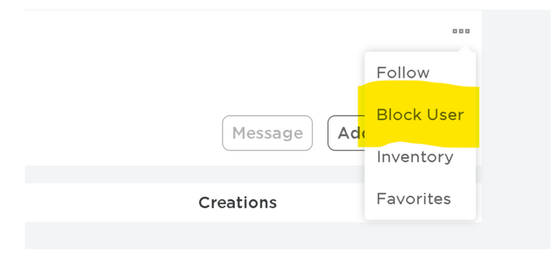 Click on 3 small dots on right side, select block user