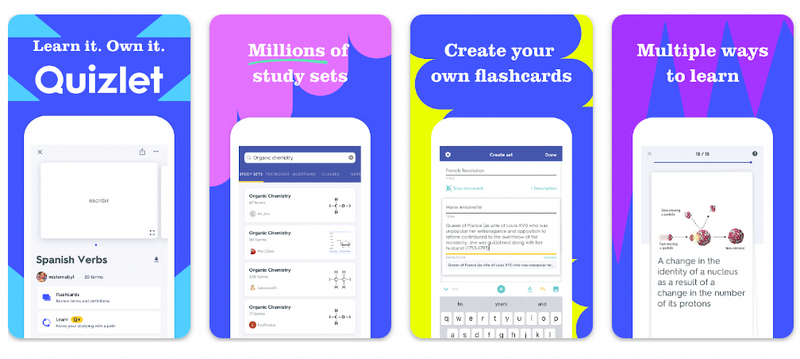 Quizlet app example