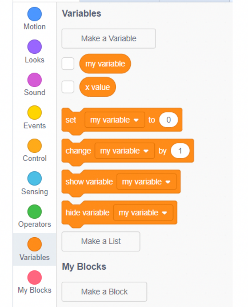 Variables in Scratch coding